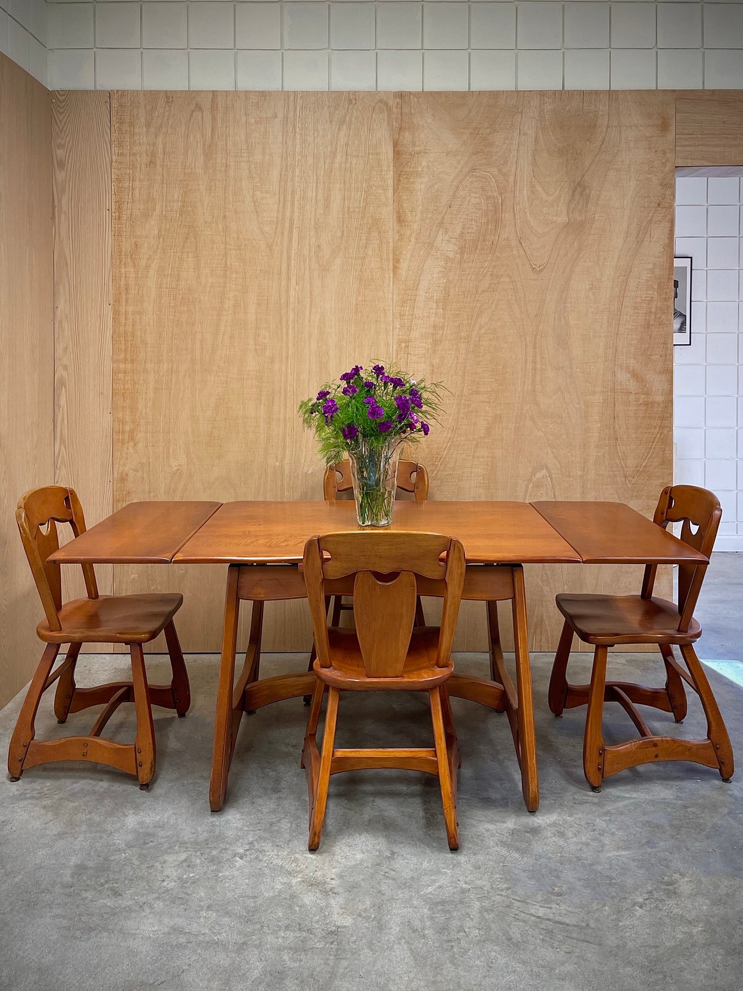 sculptural wood dining set