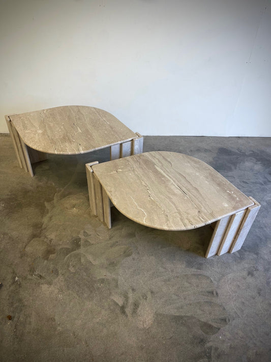 stone teardrop tables with honed finish