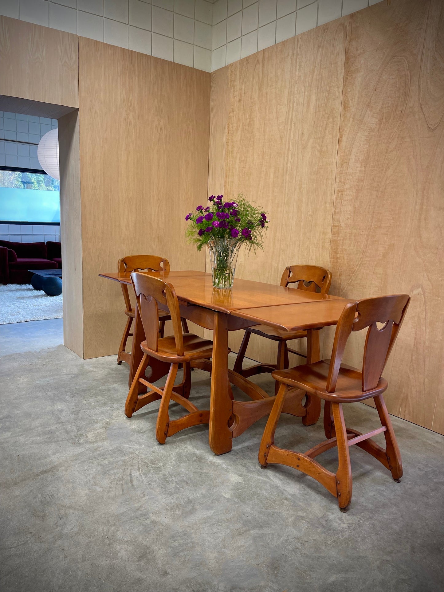 sculptural wood dining set