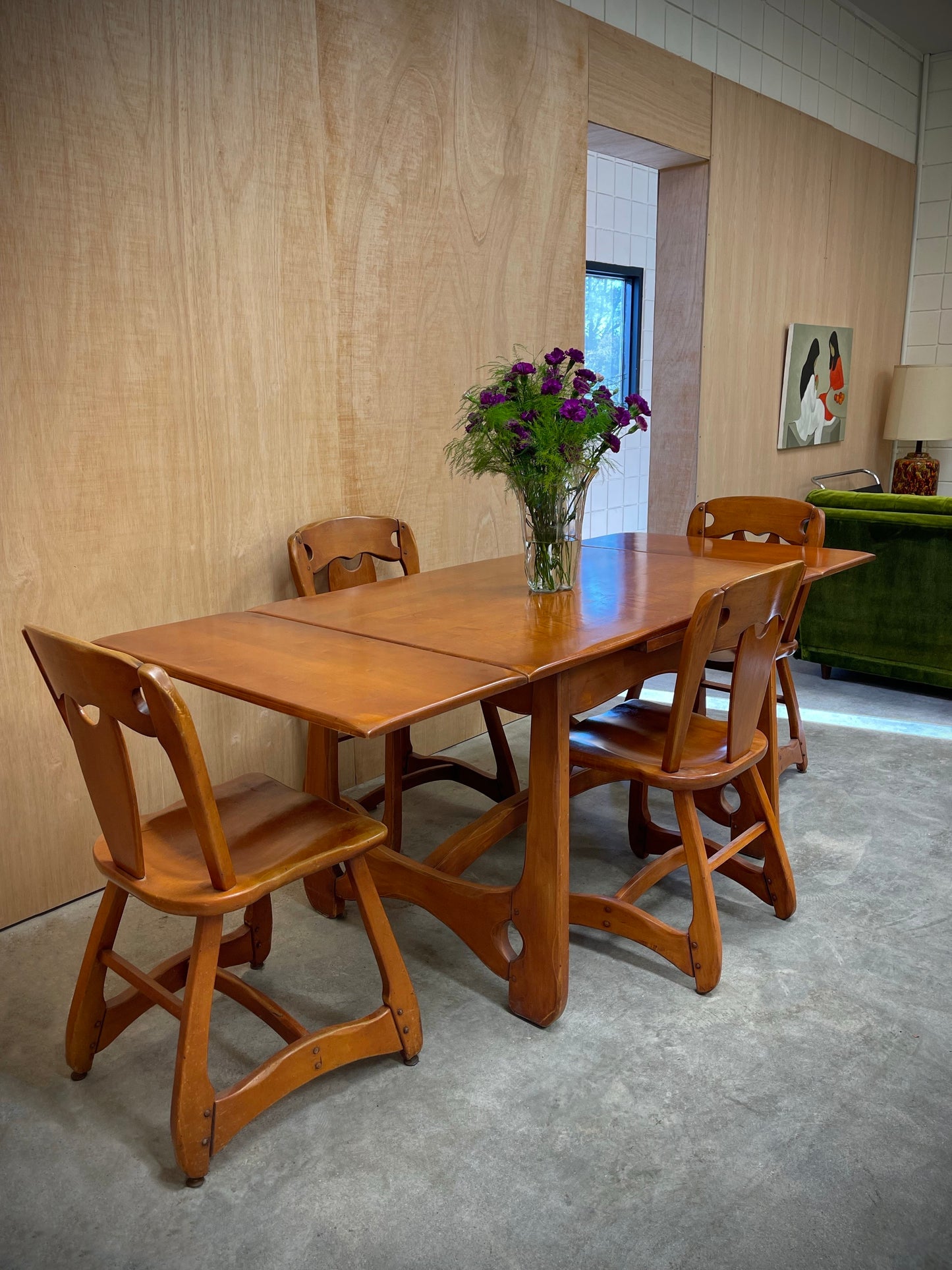 sculptural wood dining set