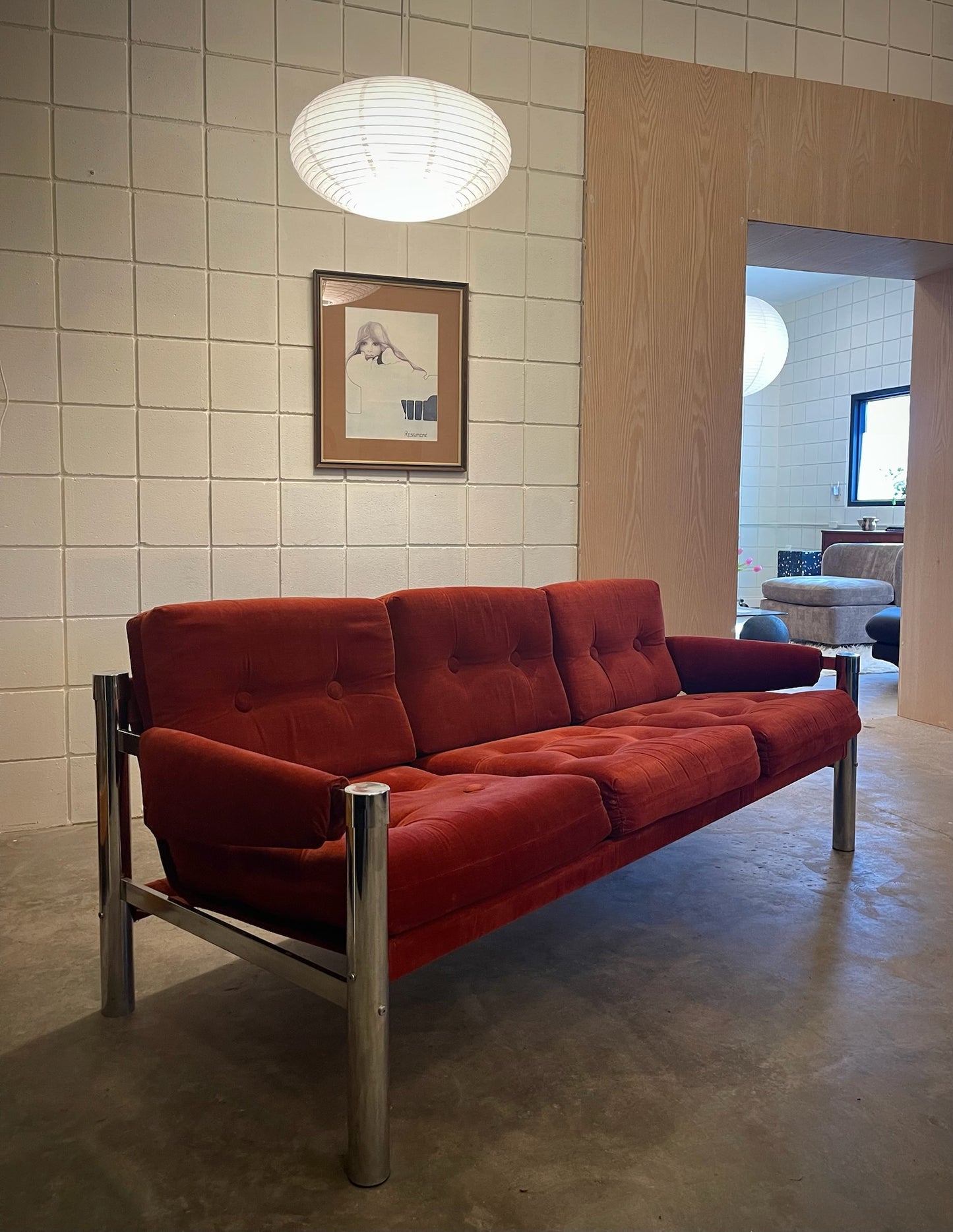 rust sling sofa