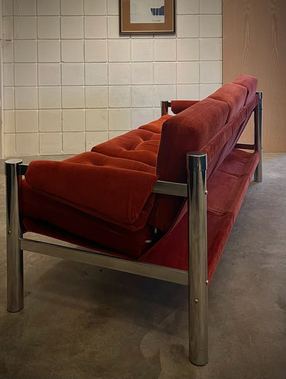rust sling sofa